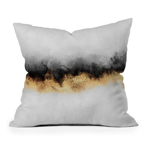 Elisabeth Fredriksson Black And Gold Sky Outdoor Throw Pillow