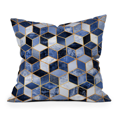 Elisabeth Fredriksson Blue Cubes Outdoor Throw Pillow