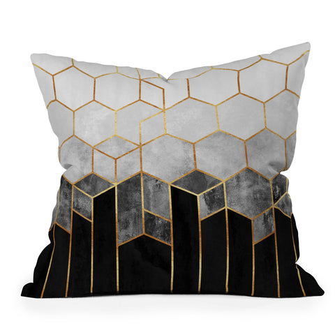 Elisabeth Fredriksson Charcoal Hexagons Outdoor Throw Pillow