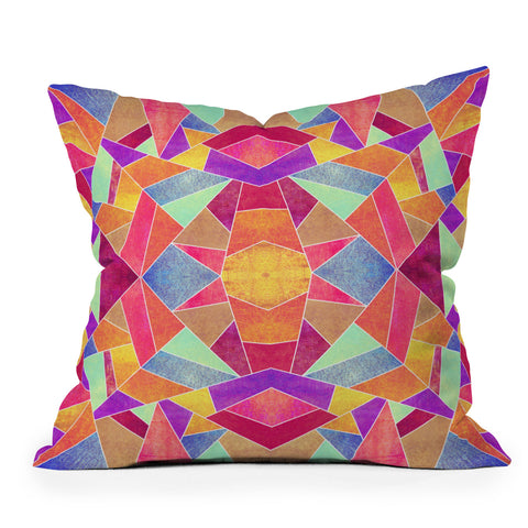 Elisabeth Fredriksson Colorful Mosaic Sun Outdoor Throw Pillow