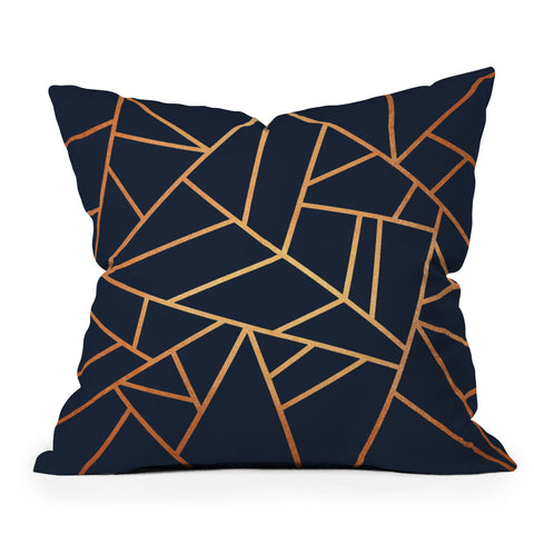 Elisabeth Fredriksson Copper And Midnight Navy Geo Outdoor Throw Pillow