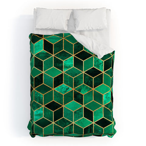 Elisabeth Fredriksson Emerald Cubes Duvet Cover