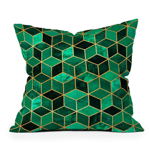 Elisabeth Fredriksson Emerald Cubes Outdoor Throw Pillow