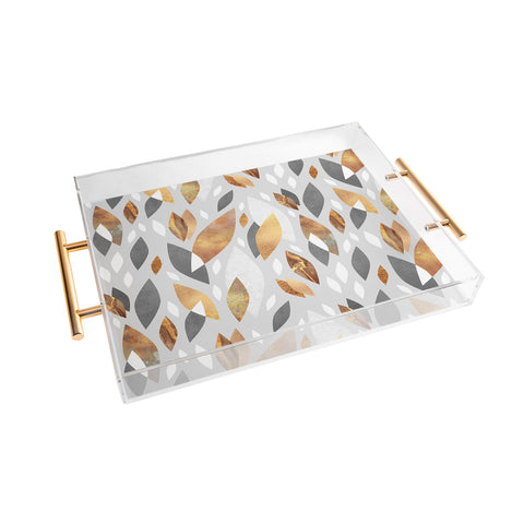 Elisabeth Fredriksson Falling Gold Leaves Acrylic Tray