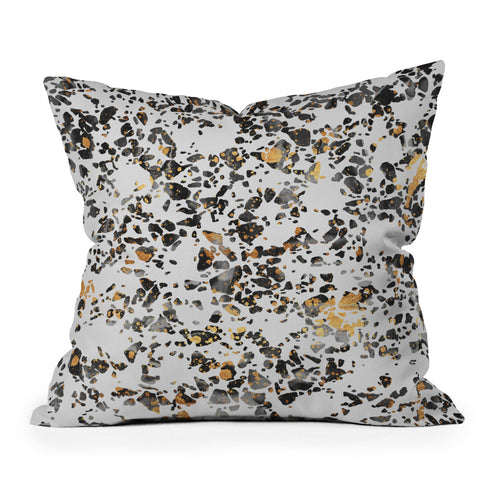 Elisabeth Fredriksson Gold Speckled Terrazzo Outdoor Throw Pillow