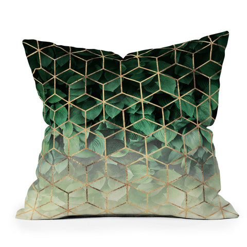 Elisabeth Fredriksson Leaves And Cubes Outdoor Throw Pillow