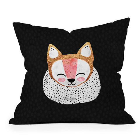 Elisabeth Fredriksson Little Arctic Fox Outdoor Throw Pillow