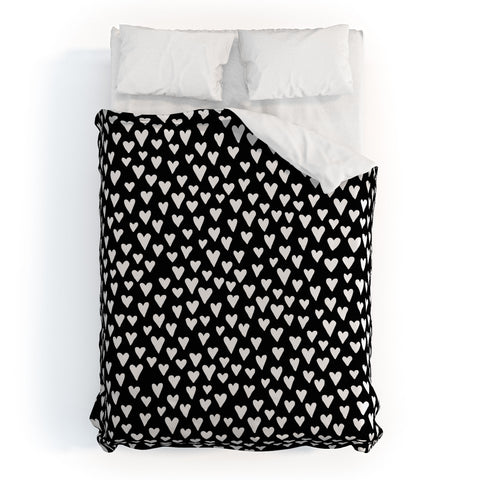 Elisabeth Fredriksson Little Hearts On Black Duvet Cover