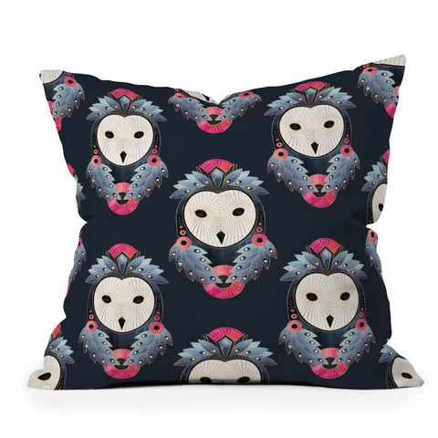 Elisabeth Fredriksson Owl Dark Background Outdoor Throw Pillow