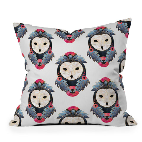 Elisabeth Fredriksson Owl Light Background Outdoor Throw Pillow