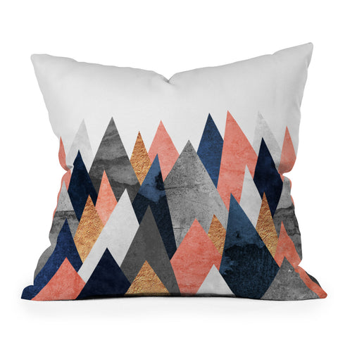 Elisabeth Fredriksson Pink And Navy Peaks Outdoor Throw Pillow