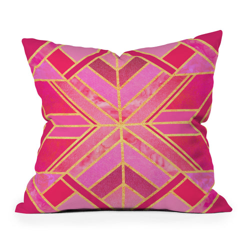 Elisabeth Fredriksson Pink Geo Star Outdoor Throw Pillow