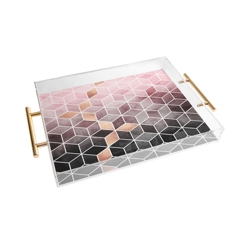 Elisabeth Fredriksson Pink Grey Gradient Cubes Acrylic Tray