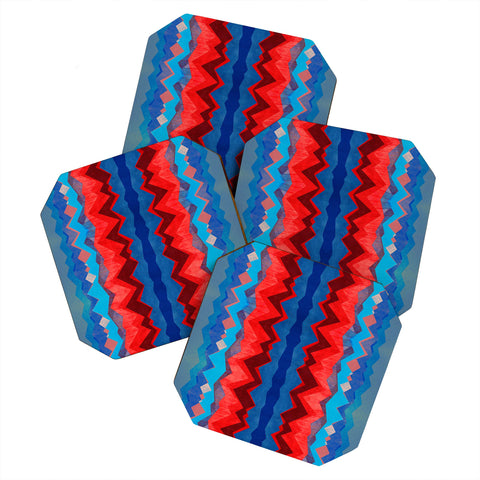 Elisabeth Fredriksson Red Sun Pattern Coaster Set