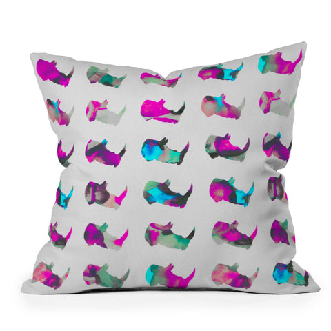 Elisabeth Fredriksson Rhinos II Outdoor Throw Pillow