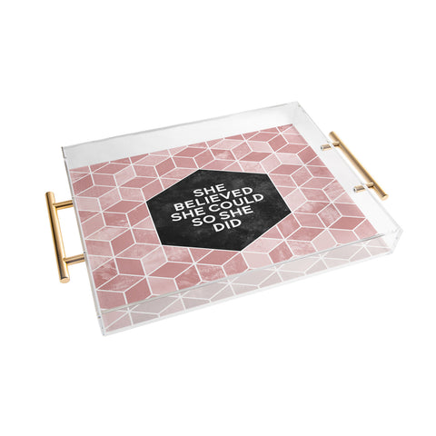 Elisabeth Fredriksson She Believed She Could Pink Acrylic Tray