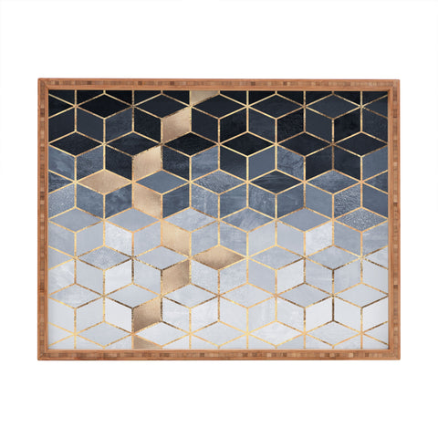 Elisabeth Fredriksson Soft Blue Gradient Cubes 2 Rectangular Tray