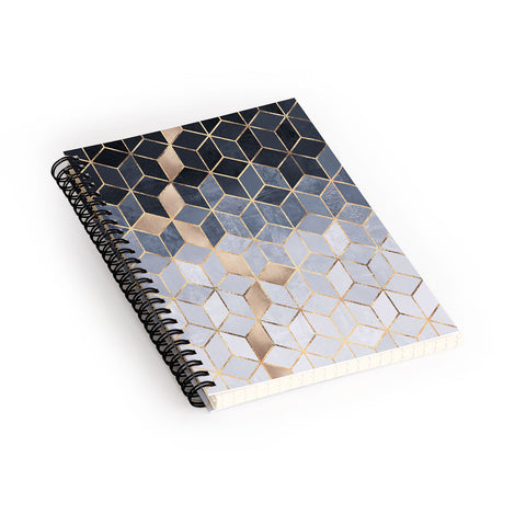 Elisabeth Fredriksson Soft Blue Gradient Cubes 2 Spiral Notebook