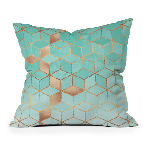 Elisabeth Fredriksson Soft Gradient Aquamarine Outdoor Throw Pillow