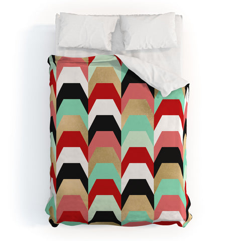 Elisabeth Fredriksson Stacks of Red and Turquoise Duvet Cover