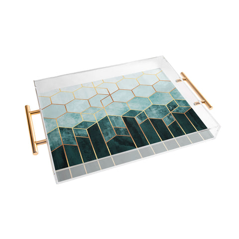 Elisabeth Fredriksson Teal Hexagons Acrylic Tray