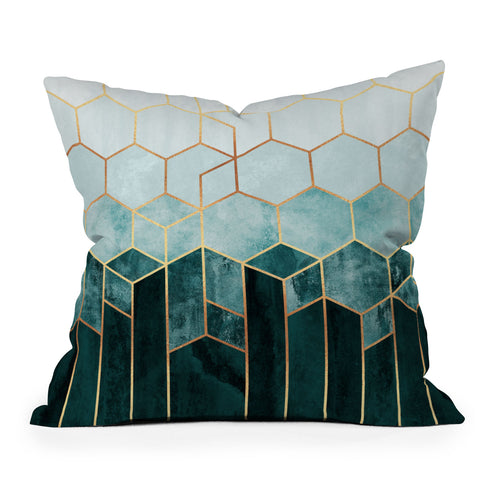 Elisabeth Fredriksson Teal Hexagons Outdoor Throw Pillow