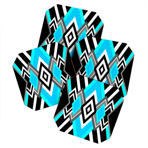 Elisabeth Fredriksson Turquoise And Black Coaster Set
