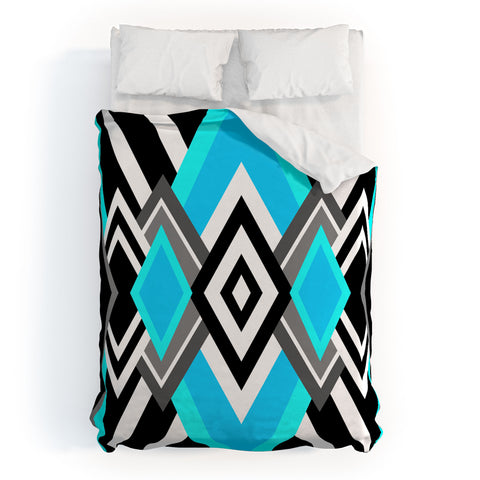 Elisabeth Fredriksson Turquoise And Black Duvet Cover
