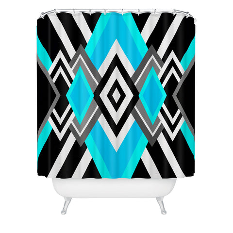 Elisabeth Fredriksson Turquoise And Black Shower Curtain
