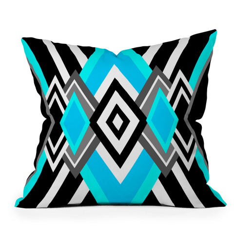 Elisabeth Fredriksson Turquoise And Black Outdoor Throw Pillow