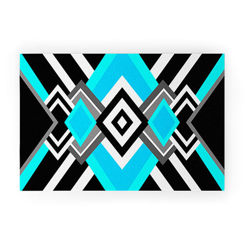 Elisabeth Fredriksson Turquoise And Black Welcome Mat