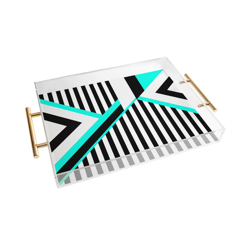 Elisabeth Fredriksson Turquoise Stripe Combination Acrylic Tray