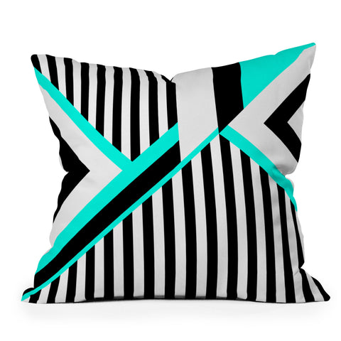 Elisabeth Fredriksson Turquoise Stripe Combination Outdoor Throw Pillow