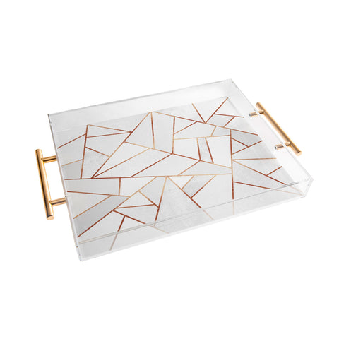 Elisabeth Fredriksson White Stone Copper Lines Acrylic Tray