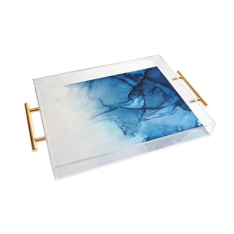 Elizabeth Karlson Blue Tides Abstract Acrylic Tray