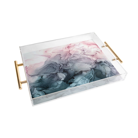 Elizabeth Karlson Blush and Paynes Grey Abstract Acrylic Tray