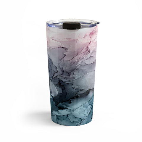 Elizabeth Karlson Blush and Paynes Grey Abstract Travel Mug