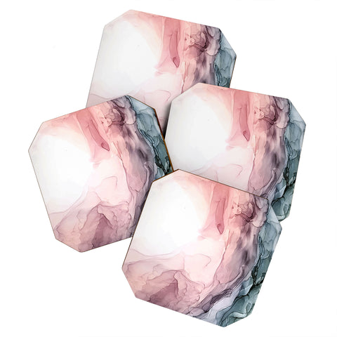 Elizabeth Karlson Blush Blue Dream Abstract Coaster Set