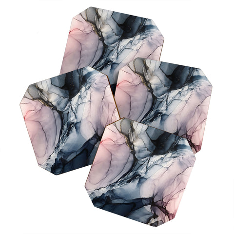 Elizabeth Karlson Blush Navy Gray Abstract Calm Coaster Set