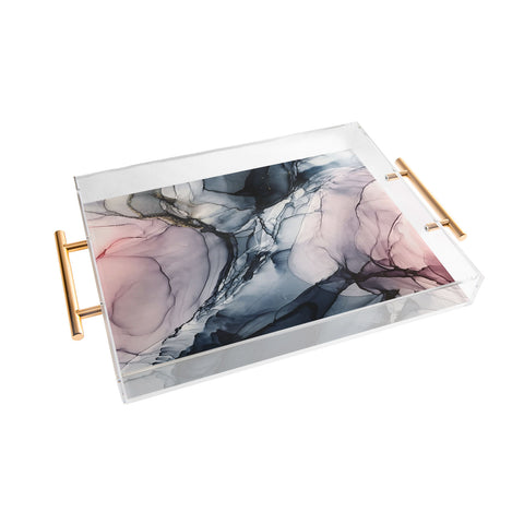 Elizabeth Karlson Blush Navy Gray Abstract Calm Acrylic Tray