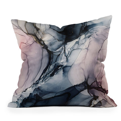Elizabeth Karlson Blush Navy Gray Abstract Calm Outdoor Throw Pillow