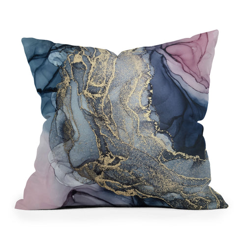 Elizabeth Karlson Blush Paynes Gray Gold Outdoor Throw Pillow