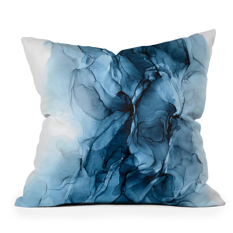 Elizabeth Karlson Deep Blue Flowing Water Abstract Painting Outdoor Throw Pillow