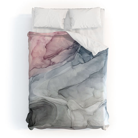 Elizabeth Karlson Pastel Blush Gray and Blue Duvet Cover