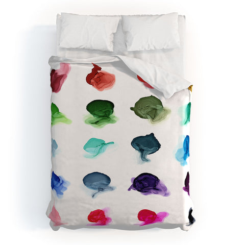 Elizabeth Karlson Rainbow Ink Swatch Splotches Duvet Cover