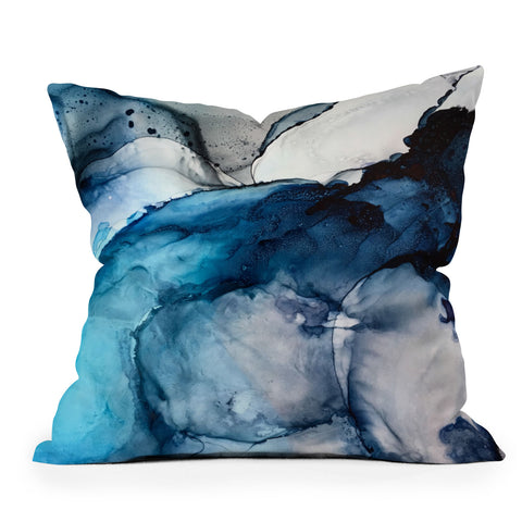 Elizabeth Karlson White Sand Blue Sea Outdoor Throw Pillow
