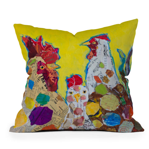 Elizabeth St Hilaire Chicken Family Outdoor Throw Pillow
