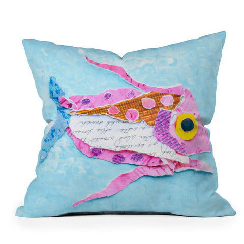 Elizabeth St Hilaire Trigger Fish On Blue Outdoor Throw Pillow