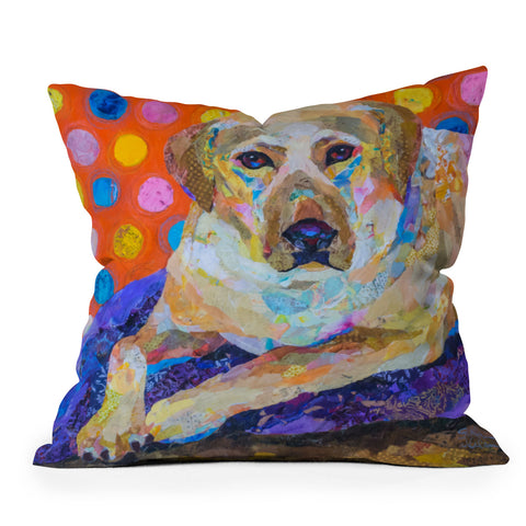 Elizabeth St Hilaire Yellow Lab Outdoor Throw Pillow