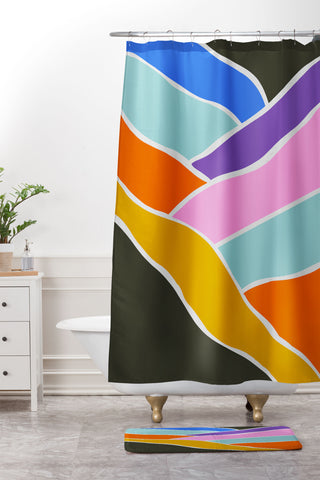 Emanuela Carratoni Abstract Bold Landscape Shower Curtain And Mat